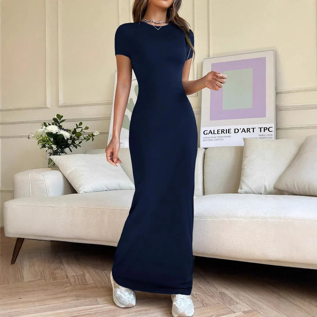 Women'S Style Slim Short-Sleeved Hot Girl Arm-Packing Dress