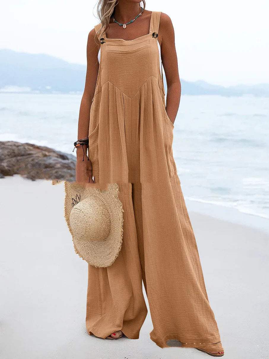 New Sleeveless Wide-Leg Button For Women