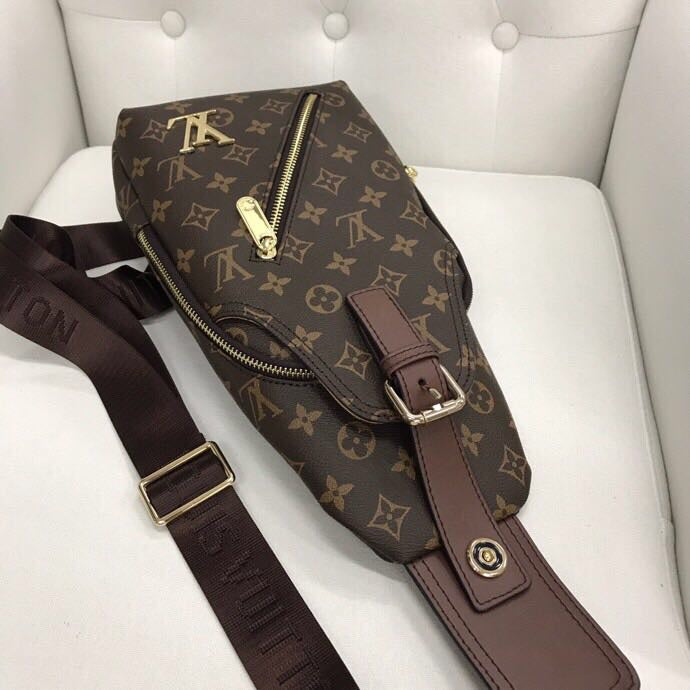 Classic Brown VL Print Backpack Chest Bag XC0423081604