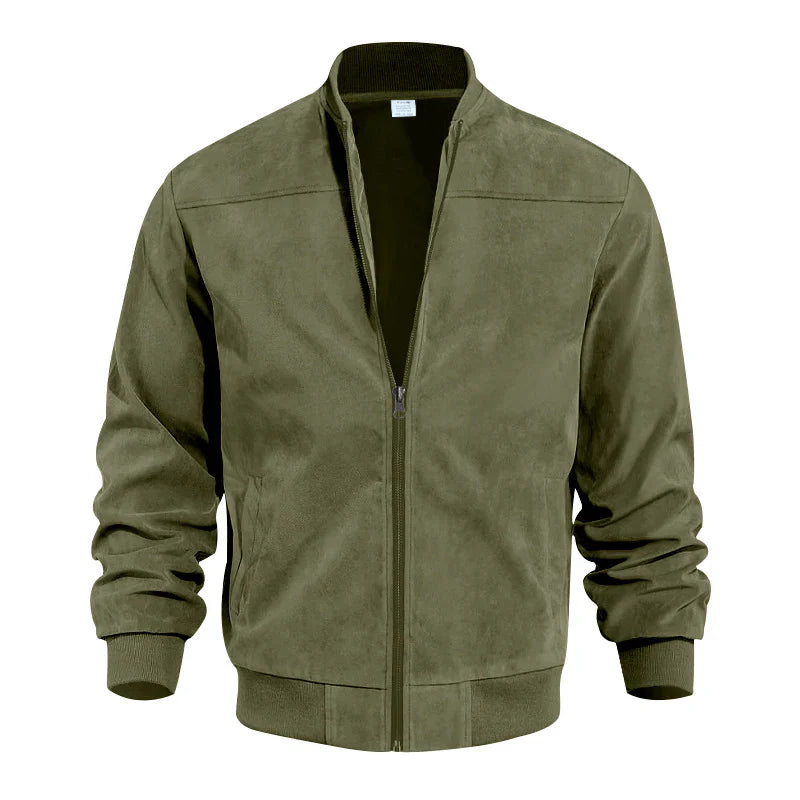 Suede solid-color men's zipper jacket