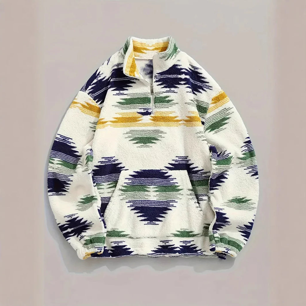 Zipper Plush Sweatshirt Top For Women