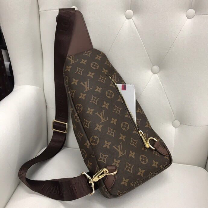 Classic Brown VL Print Backpack Chest Bag XC0423081604