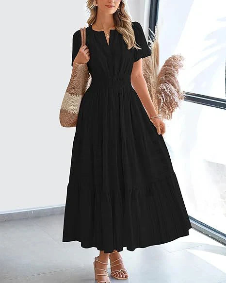 V-neck puff sleeve women's clothing