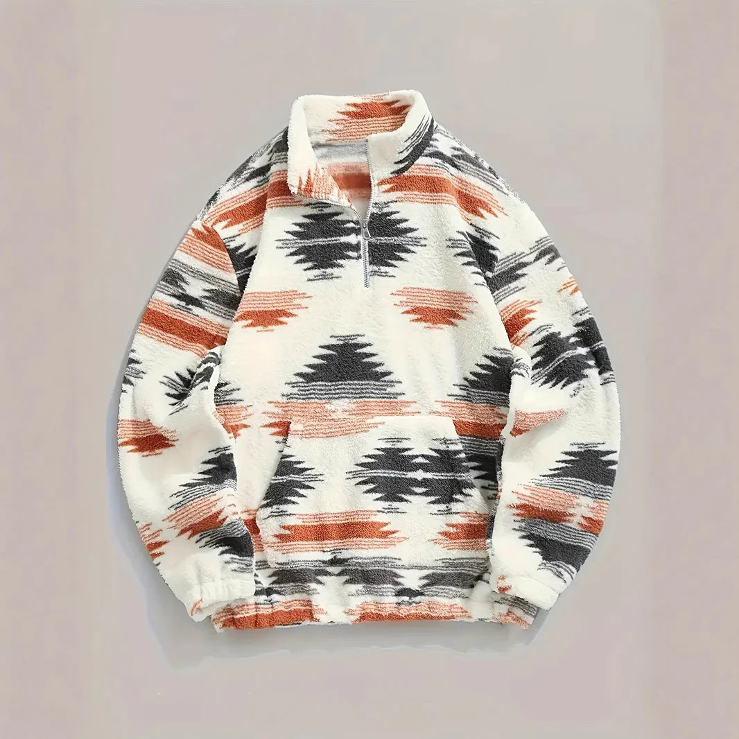 Zipper Plush Sweatshirt Top For Women