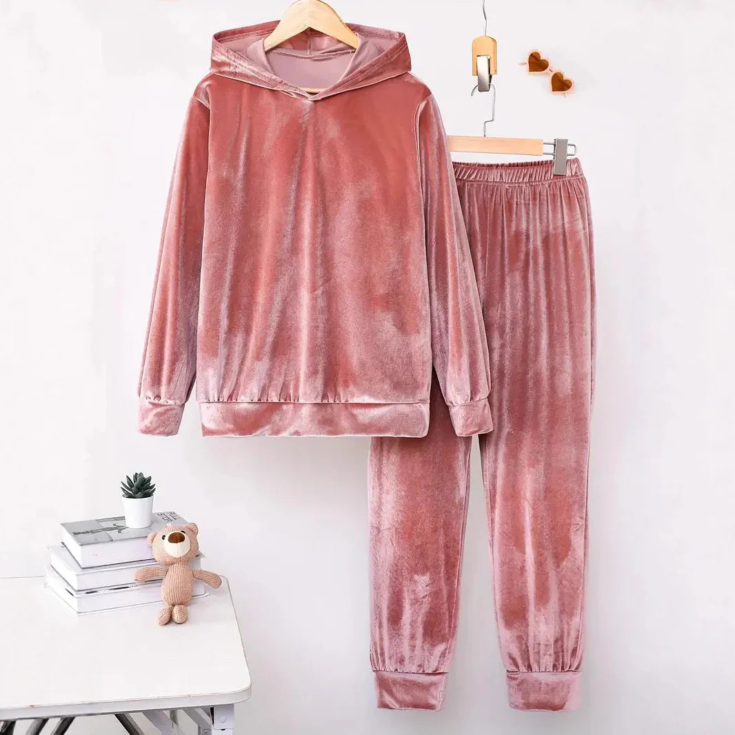 New Women'S Flannel Hooded Long-Sleeved Sweatshirt