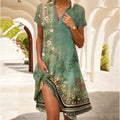 New Fashionable Short-Sleeved Printed Dress For Women